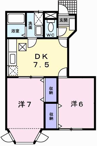グリーンハウス継(2DK/1階)の間取り写真