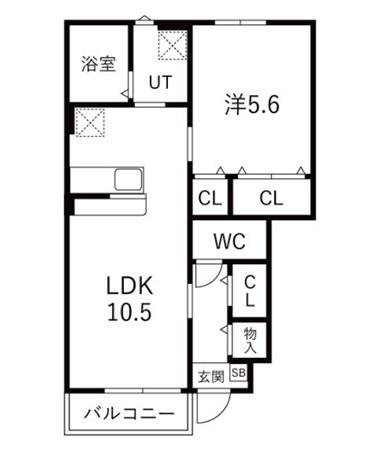 BEFINE新利府(1LDK/1階)の間取り写真