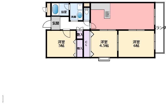 CASA香枦園(3LDK/1階)の間取り写真