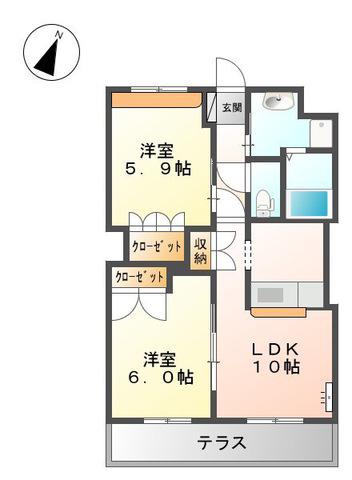 クラシスN・R(2LDK/2階)の間取り写真
