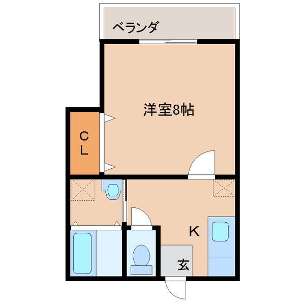 R55番館(1K/2階)の間取り写真