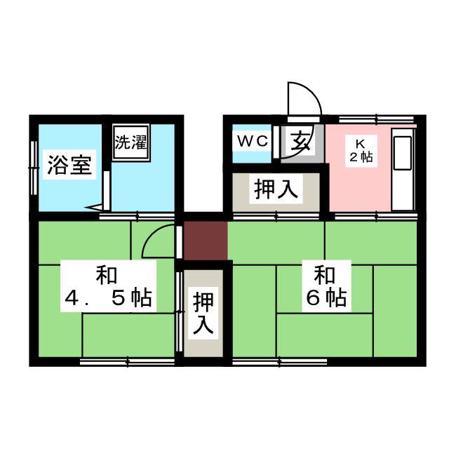 白根荘(2K/2階)の間取り写真