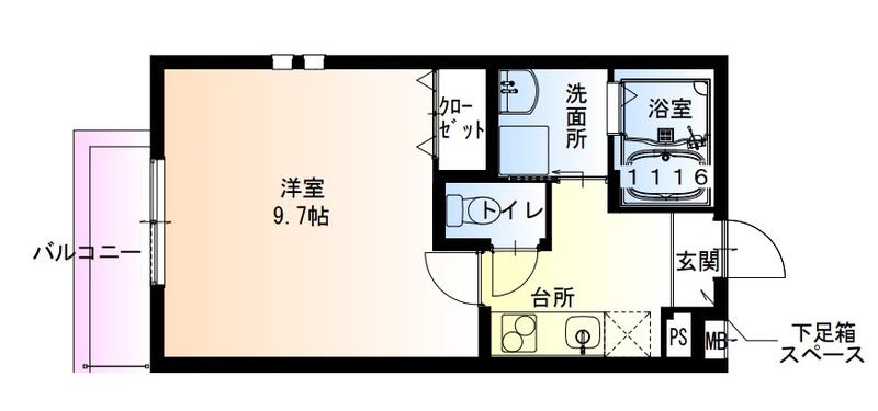 フジパレス東花園ウエスト(1K/1階)の間取り写真
