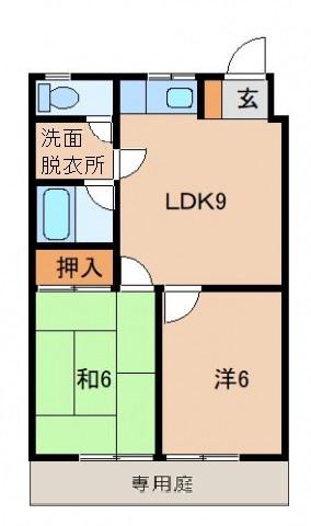 ハイツアミカII(2LDK/1階)の間取り写真