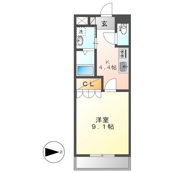 カントリードール(1K/2階)の間取り写真