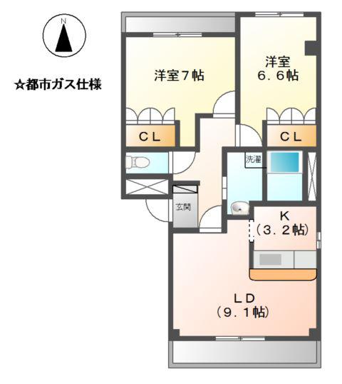 プランドール(2LDK/1階)の間取り写真