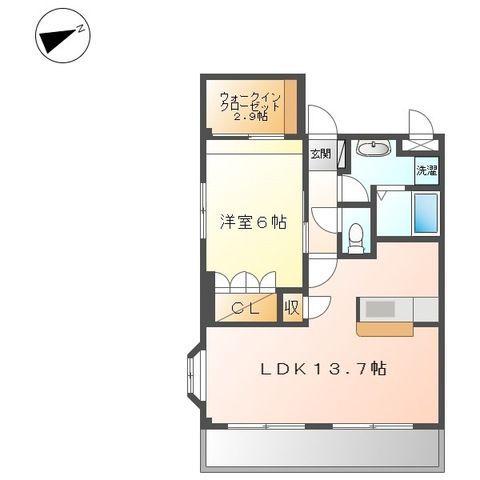 ウエスト HILLS弐番館(1LDK/2階)の間取り写真