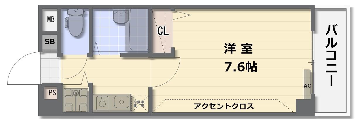 ヴィーブル三国ヶ丘(1K/3階)の間取り写真