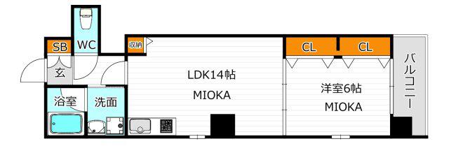 BROAD阿倍野阪南町RESIDENCE(1LDK/6階)の間取り写真