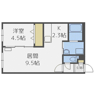 プロスペリティ手稲(1LDK/2階)の間取り写真