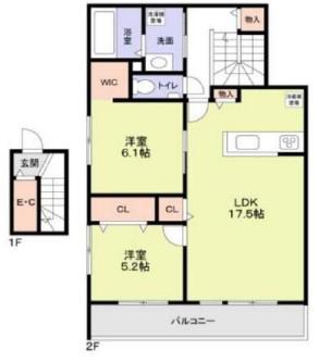 TREE TOPS 代々木(2LDK/2階)の間取り写真