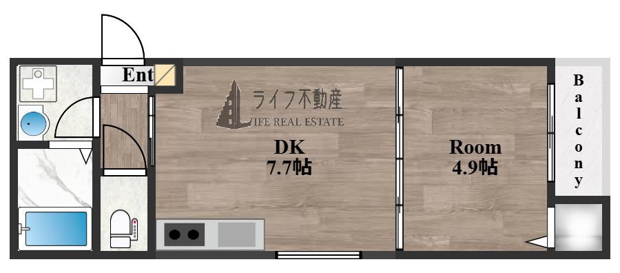 シティーコート徳庵(1DK/3階)の間取り写真