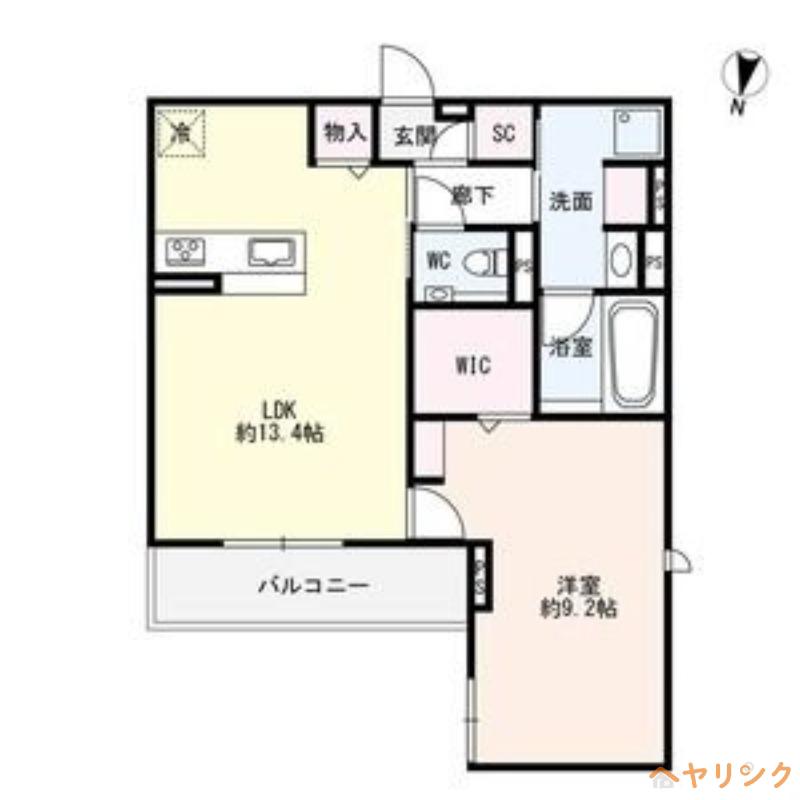 セレスティア城西(1LDK/2階)の間取り写真