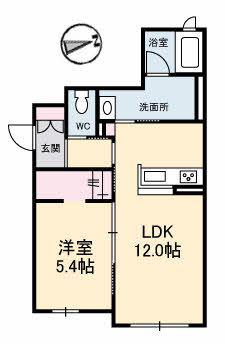 花岡ハウス(1LDK/1階)の間取り写真