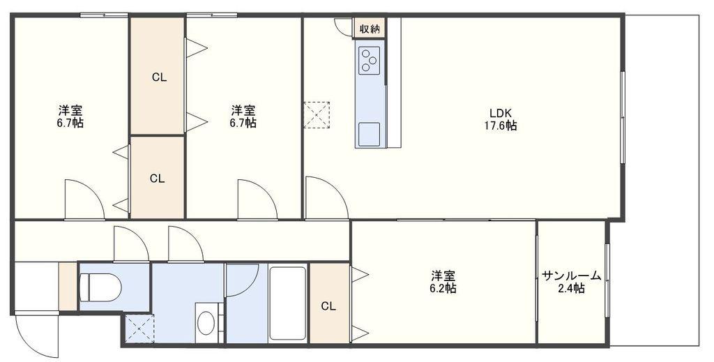 CHANTE大財(3LDK/2階)の間取り写真