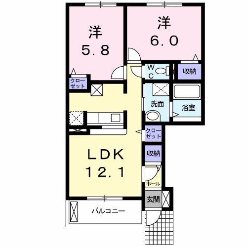 RERAII(2LDK/1階)の間取り写真