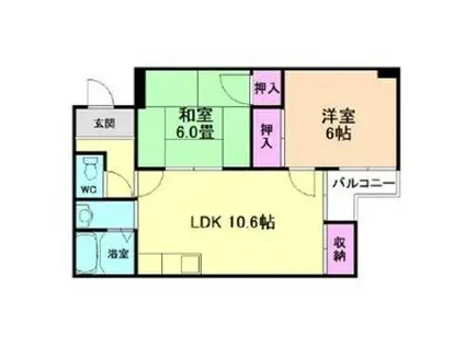 グランアルトピノ尼崎(2LDK/3階)の間取り写真