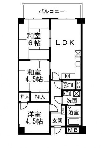 小徳ビル(3LDK/1階)の間取り写真