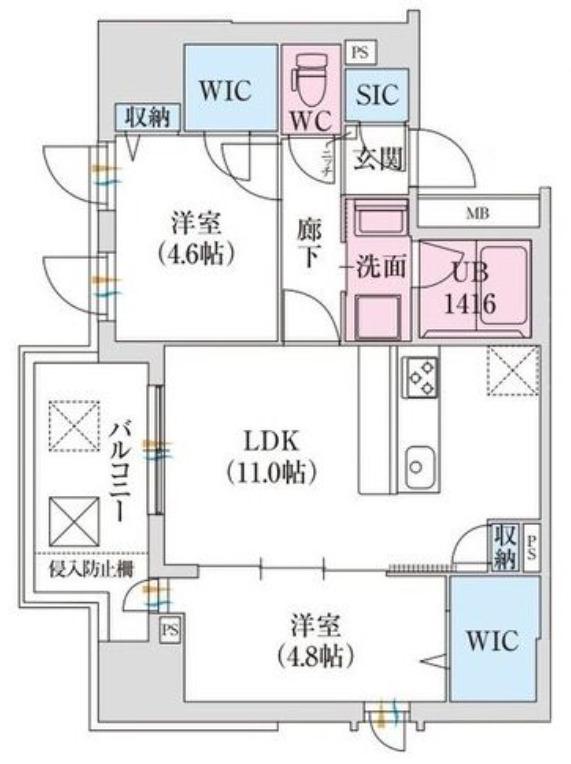 スプランディッドX(2LDK/2階)の間取り写真