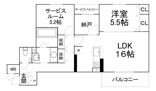インペリアル大宮(2LDK/3階)の間取り写真