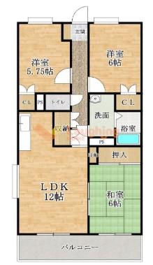グレースハイツI(3LDK/2階)の間取り写真