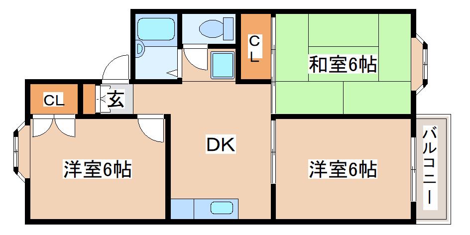 クイーンズコート東落合(3DK/1階)の間取り写真