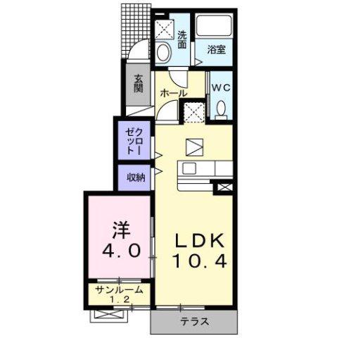 プランド-ル(1LDK/1階)の間取り写真