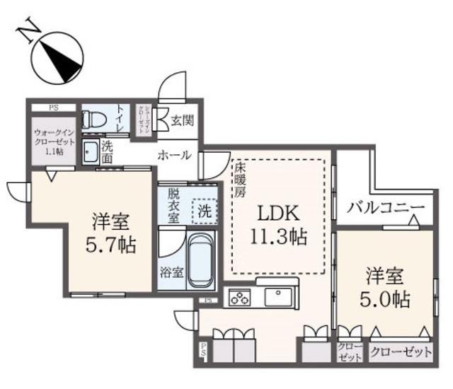 セノーテ南台(2LDK/3階)の間取り写真