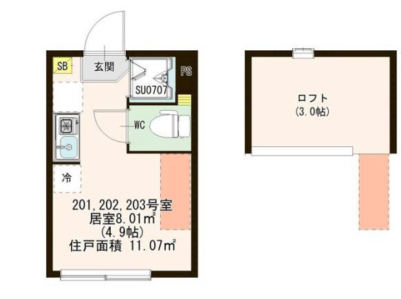 コンフォール板橋(ワンルーム/2階)の間取り写真