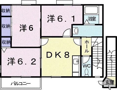 フトゥールムII(3DK/2階)の間取り写真