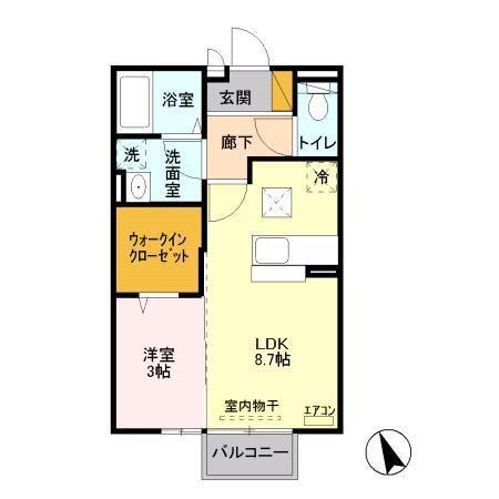 グランドソレーユY(1LDK/1階)の間取り写真