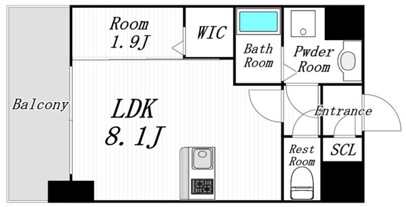 YAKUIN 037 RESIDENCE(1LDK/4階)の間取り写真
