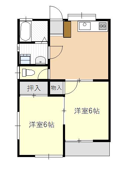 加島ハイツ(2DK/2階)の間取り写真