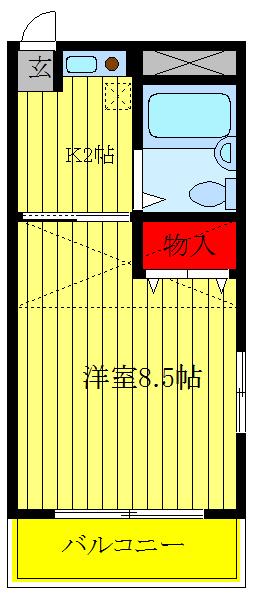 埼玉高速鉄道 鳩ケ谷駅 徒歩25分 3階建 築33年(1K/3階)の間取り写真