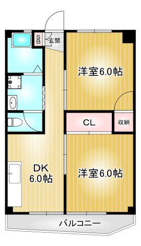 森ビル(2DK/7階)の間取り写真