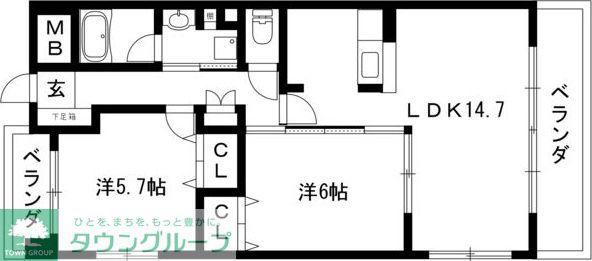 サンマール鳥居通(2LDK/4階)の間取り写真