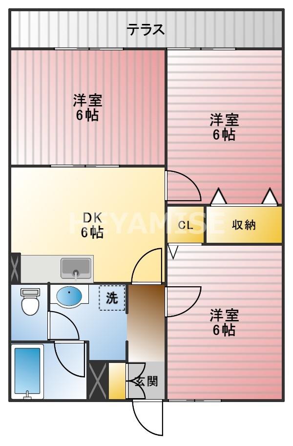 メイソン城見(3DK/1階)の間取り写真