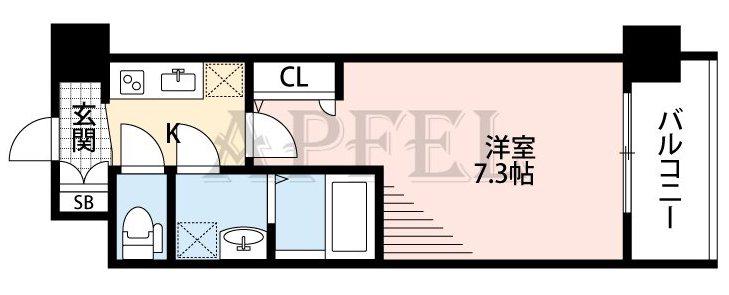 レジュールアッシュ梅田ウエスト GATE(1K/12階)の間取り写真