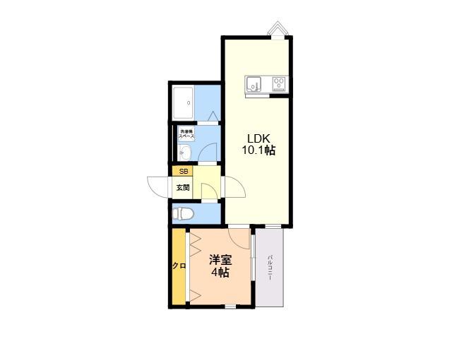 メゾンボア・周船寺(1LDK/2階)の間取り写真