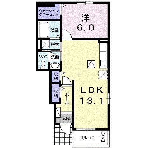 シャトー エレガン(1LDK/1階)の間取り写真