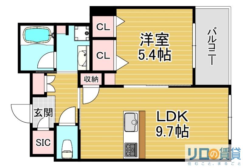 シャーメゾン アミスタ(1LDK/1階)の間取り写真