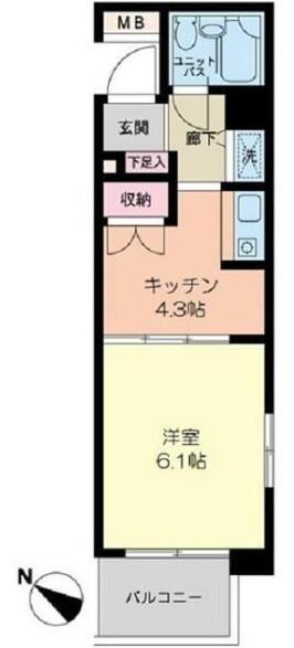 パーク・ノヴァ伊勢佐木長者町(1K/4階)の間取り写真