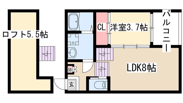 ハーモニーテラス元八事(1LDK/2階)の間取り写真