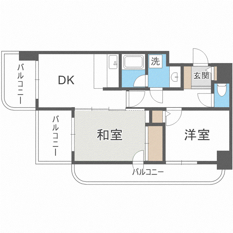 ライオンズマンション旭ヶ丘中央(2DK/8階)の間取り写真