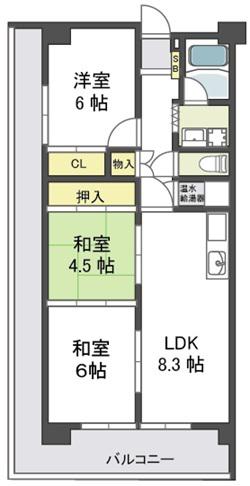フローラ長田(3LDK/6階)の間取り写真