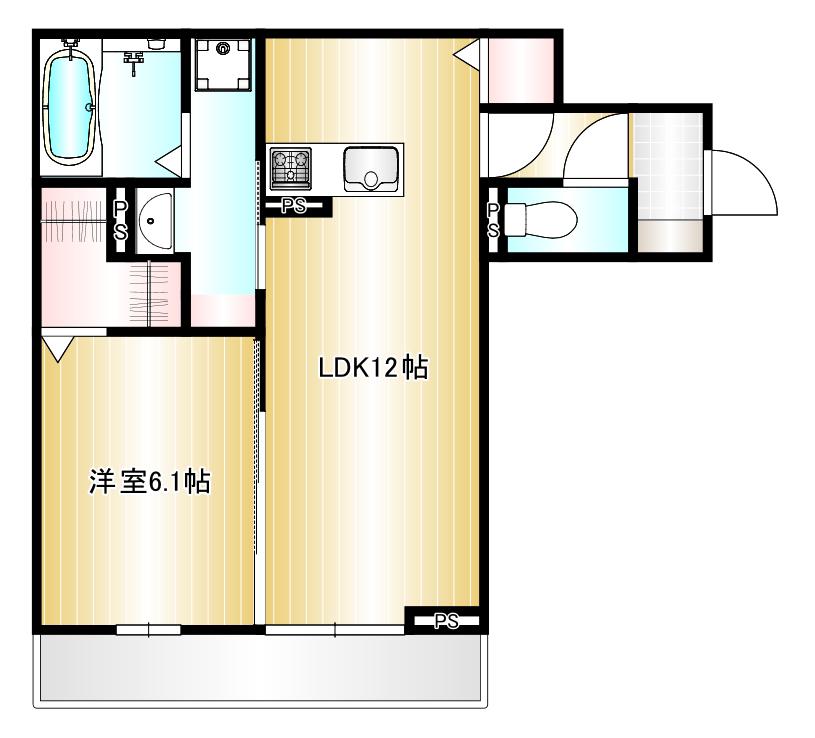 ブルーミア(1LDK/3階)の間取り写真