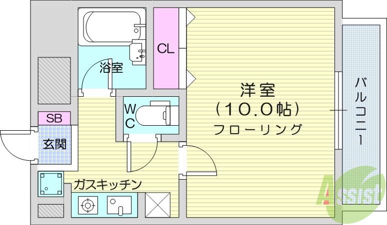 メゾンコモッド(1K/2階)の間取り写真