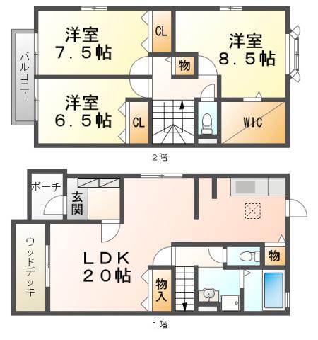 アロマコートA(3LDK/1階)の間取り写真