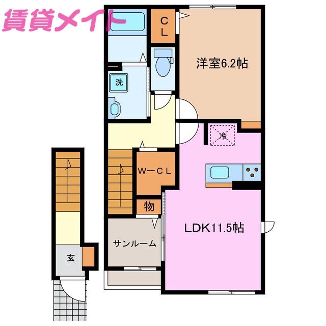 ラ・フォーレ七和(1LDK/2階)の間取り写真