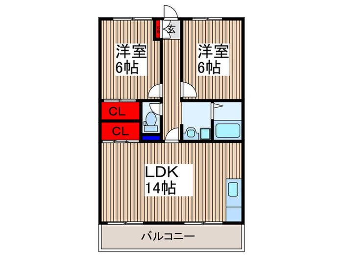 ベルハイツ(2LDK/2階)の間取り写真